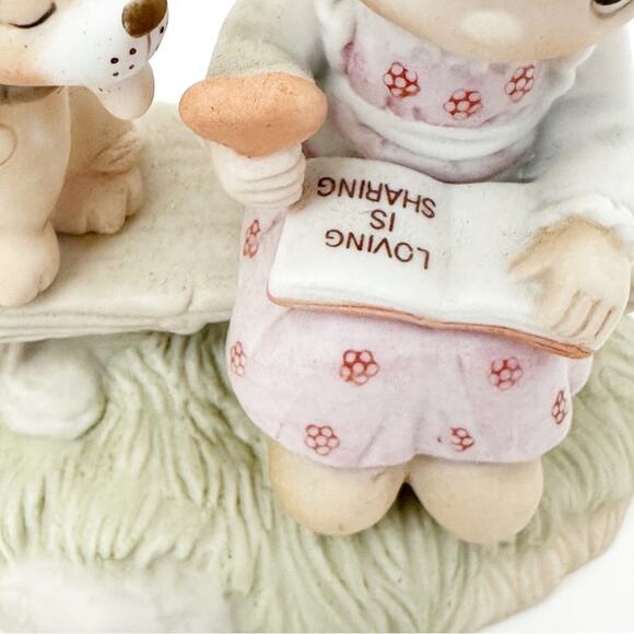 Precious Moments 1979 Loving is Sharing Figurine Trinket Little Girl Dog - Picture 3 of 5